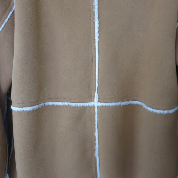 VINTAGE Kim Rogers Y2K Jacket Faux Suede Size M Women Tan Brown Faux Fur Trim - Picture 6 of 13